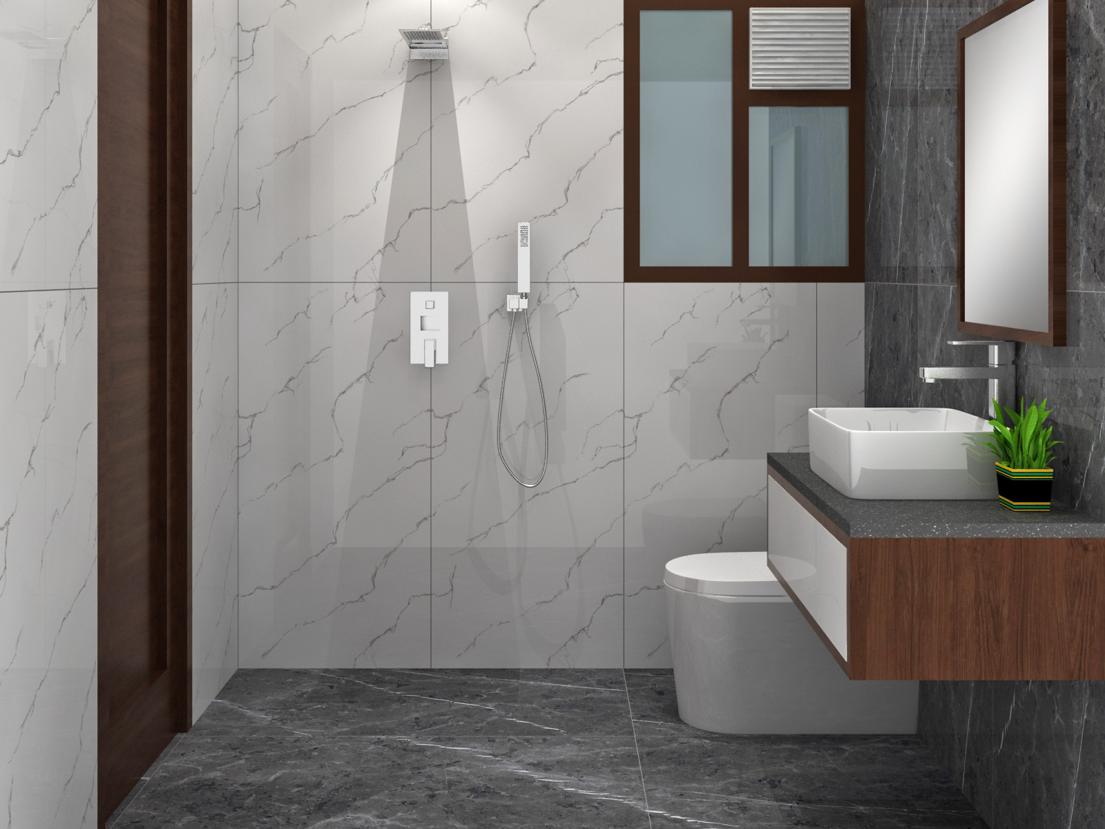 Super Glossy Finish Super Gloss Pietra Grey Vitrified tile 600x1200 mm