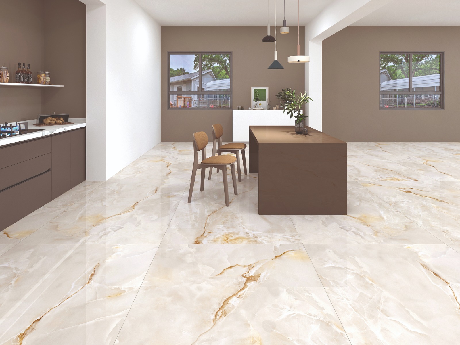 Super Glossy Finish Super Gloss Onyx Marble Pearl Glazed Vitrified Tiles 1200x1800 mm