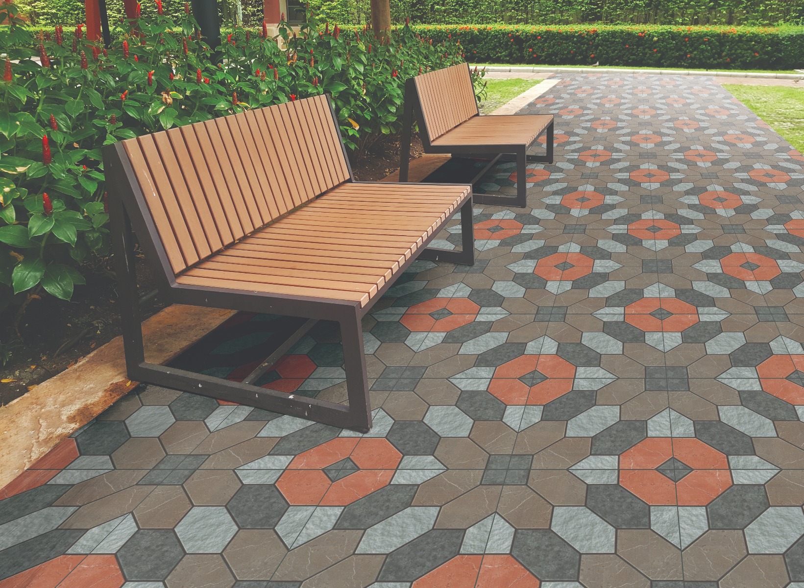 Matte Finish Ribbed Multi Pavers tile 300x300 mm