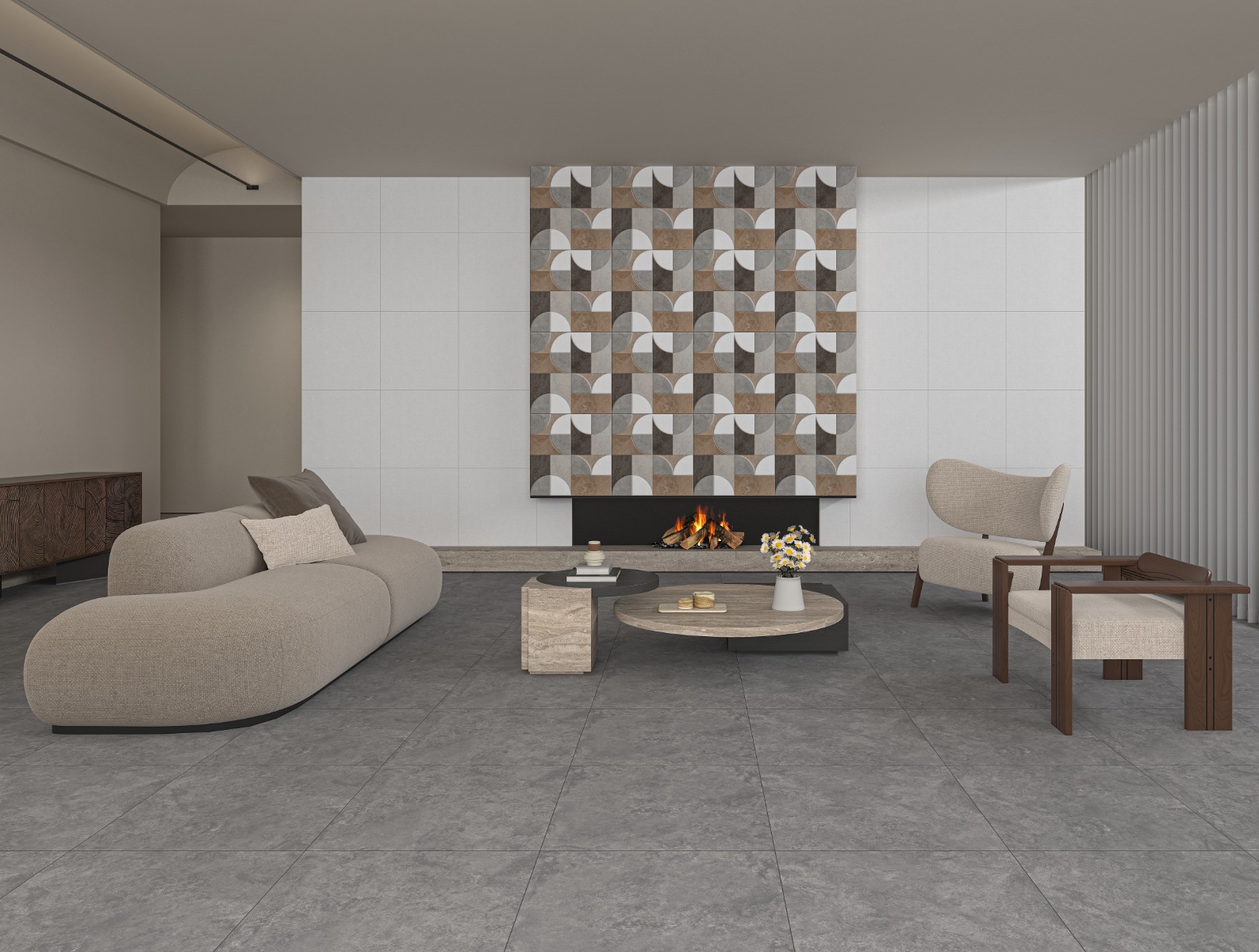 Matte Finish BHF Geometric Slate Ash HL FT Forever tile 600x600 mm