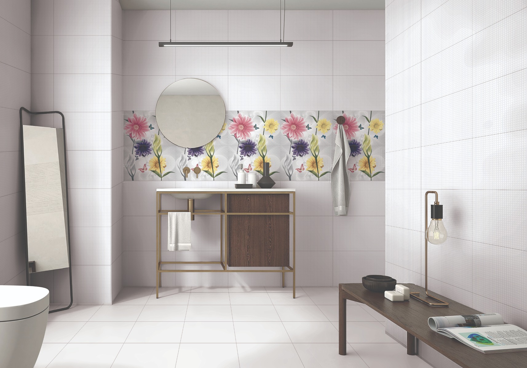 Glossy Finish ODG Aliza Mosaic Bianco Ceramic tile 300x450 mm