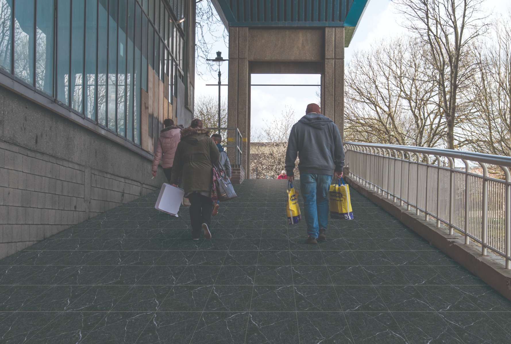 Matte Finish HFM Anti-Skid EC Penta Grey Dk Ceramic tile 300x300 mm