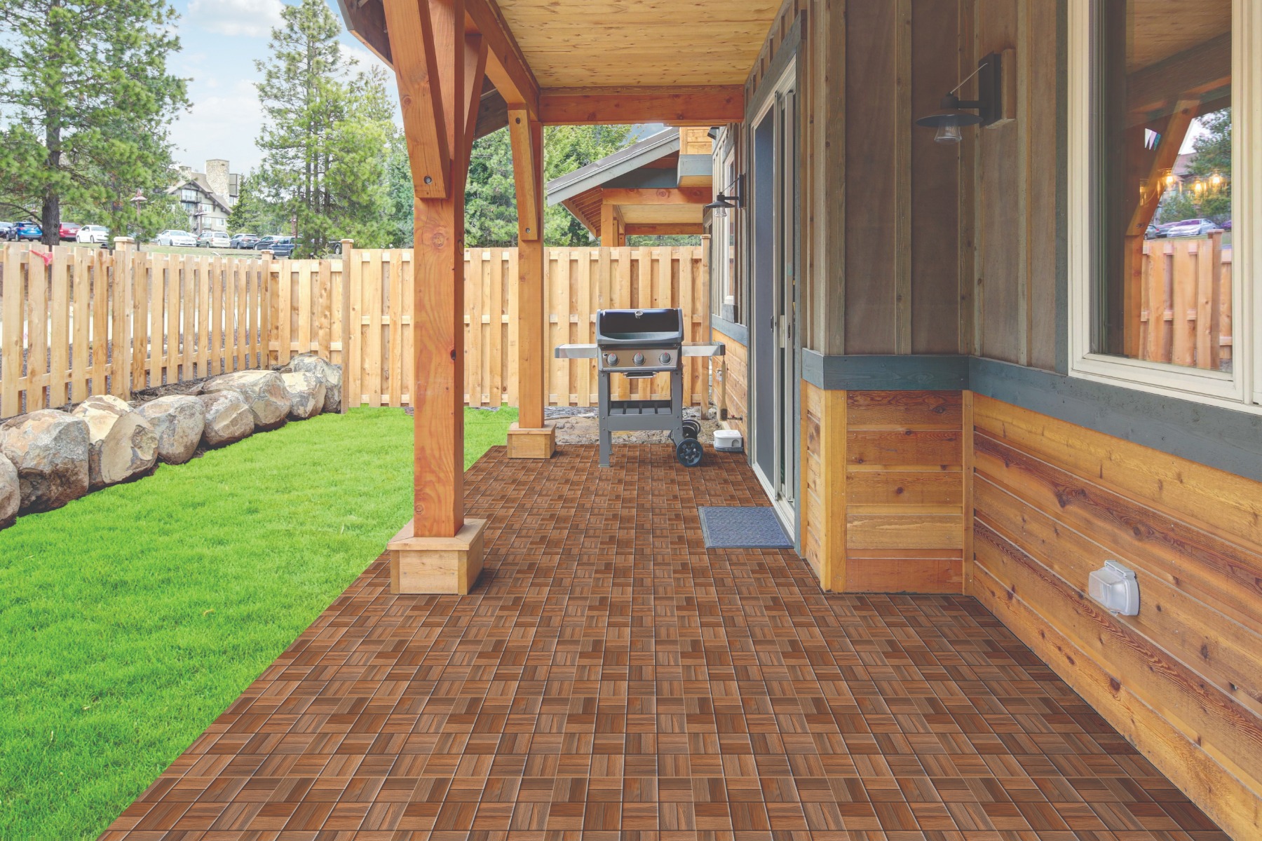 Matte Finish HFM Anti-Skid EC Wooden Mosaic Ceramic tile 300x300 mm