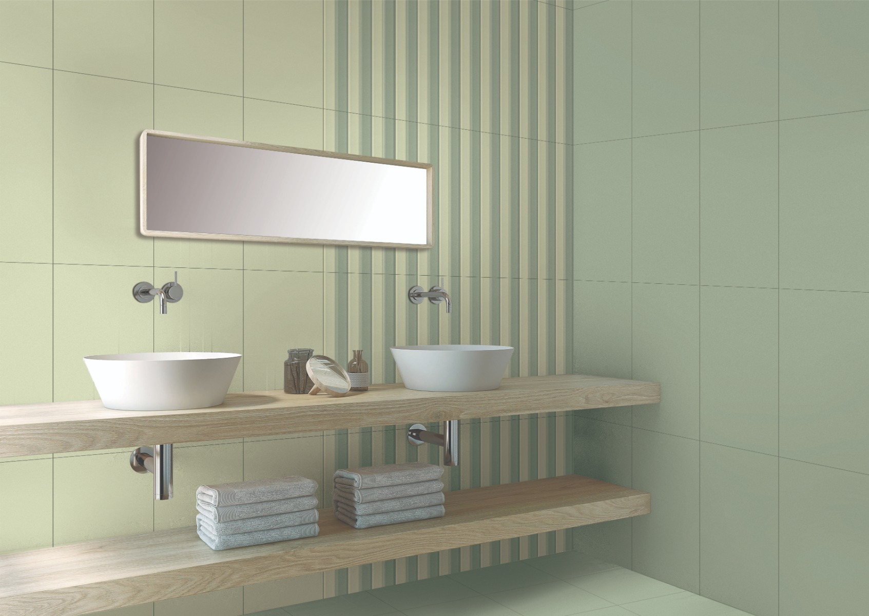Matte Finish SHM Strips Olive Green HL Ceramic tile 300x600 mm