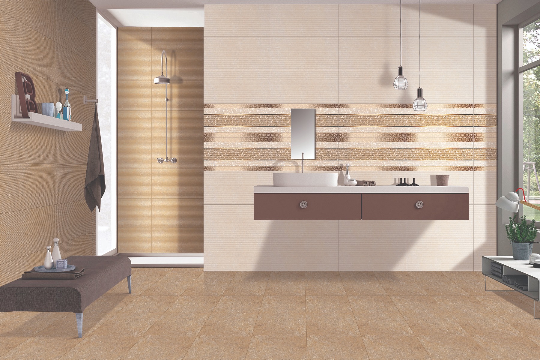 Matte Finish ODM Rayon Beige Ceramic tile 300x600 mm