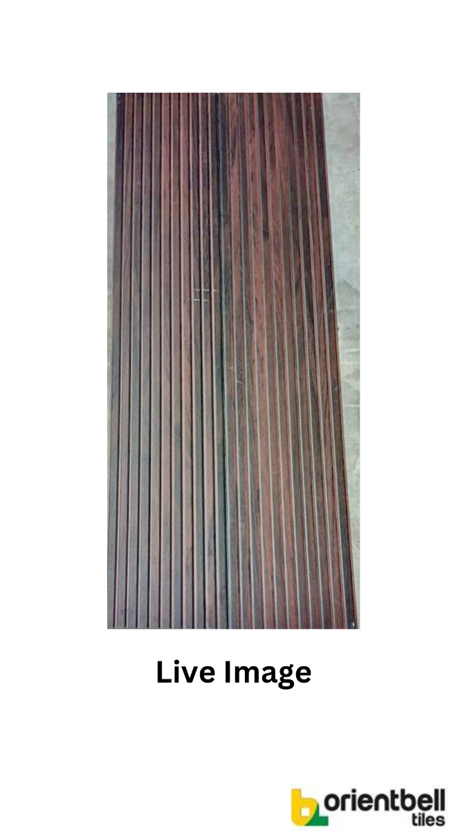 Matte Finish DR DGVT Walnut  Wood slats  Glazed Vitrified Tiles 200x1200 mm