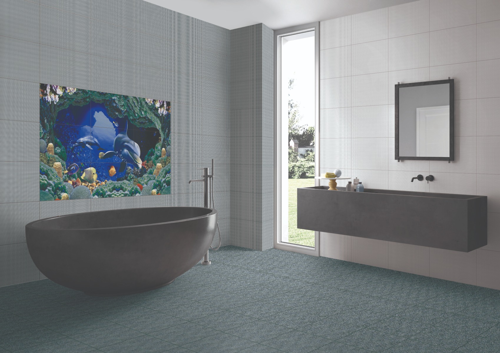 Matte Finish Anti-Skid EC Coral Aqua Ceramic tile 300x300 mm