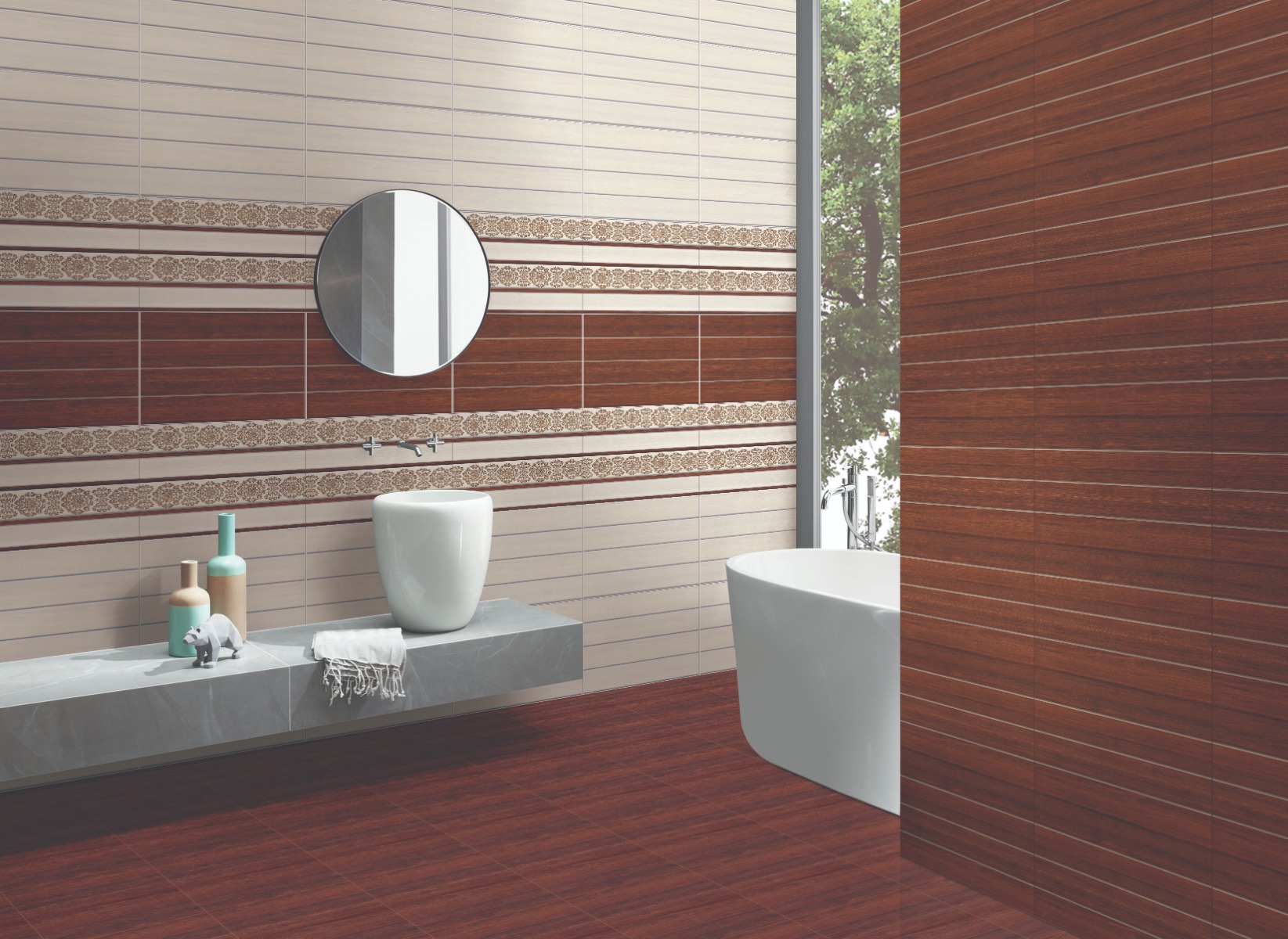 Matte Finish Anti-Skid EC Mahogany Brown Ceramic tile 300x300 mm
