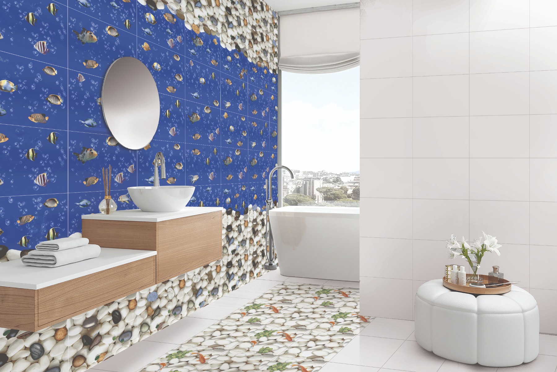 Matte Finish Anti-Skid EC Fish Pebble Ceramic tile 300x300 mm