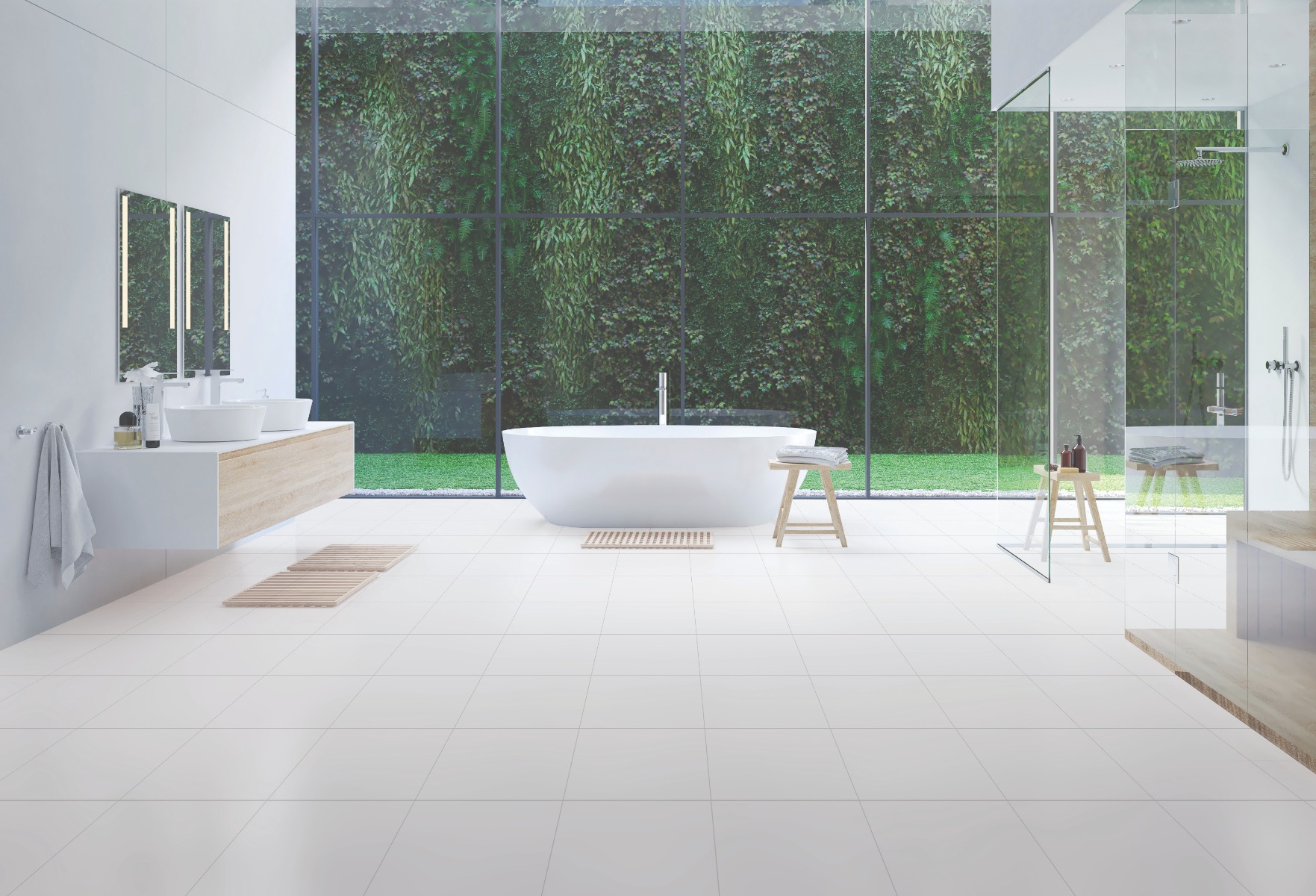 Matte Finish BFM EC Plain White Ceramic tile 300x300 mm