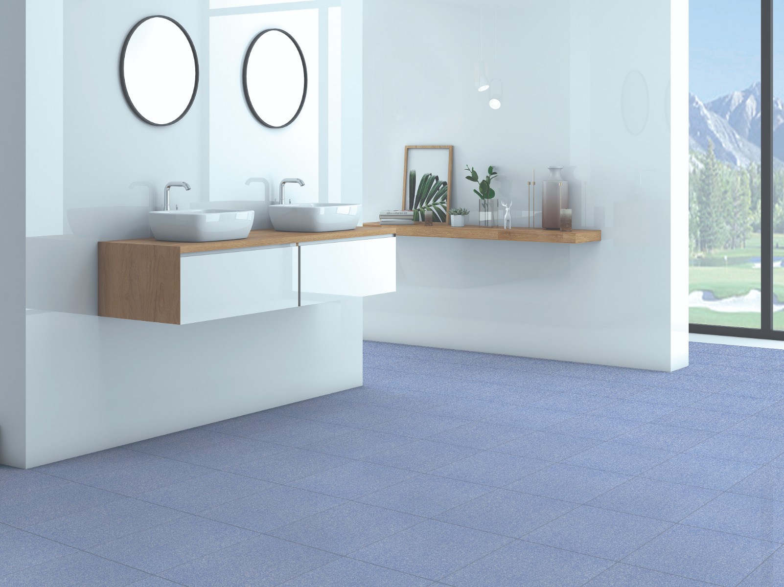 Matte Finish BFM EC Qtz Bright Blue Ceramic tile 300x300 mm