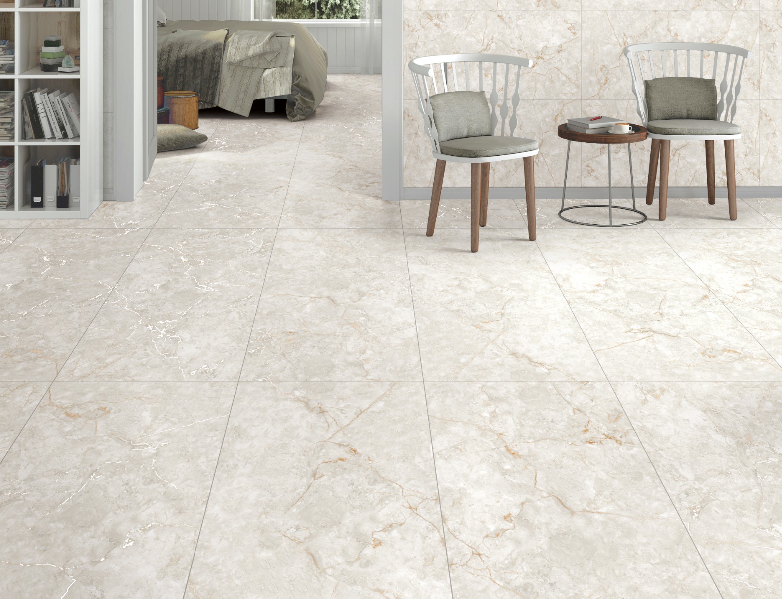 Matte Finish Carving Breccia Gold Veins Marble Glazed Vitrified Tiles 600x1200 mm