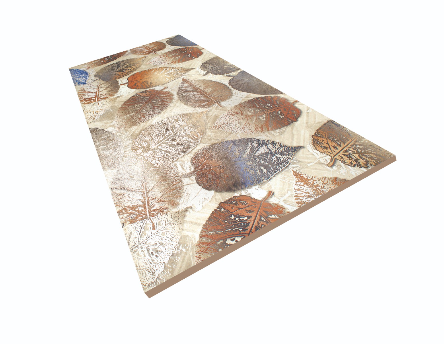 Matte Finish Carving Decor Autumn Multi Leaf Glazed Vitrified Tiles 600x1200 mm