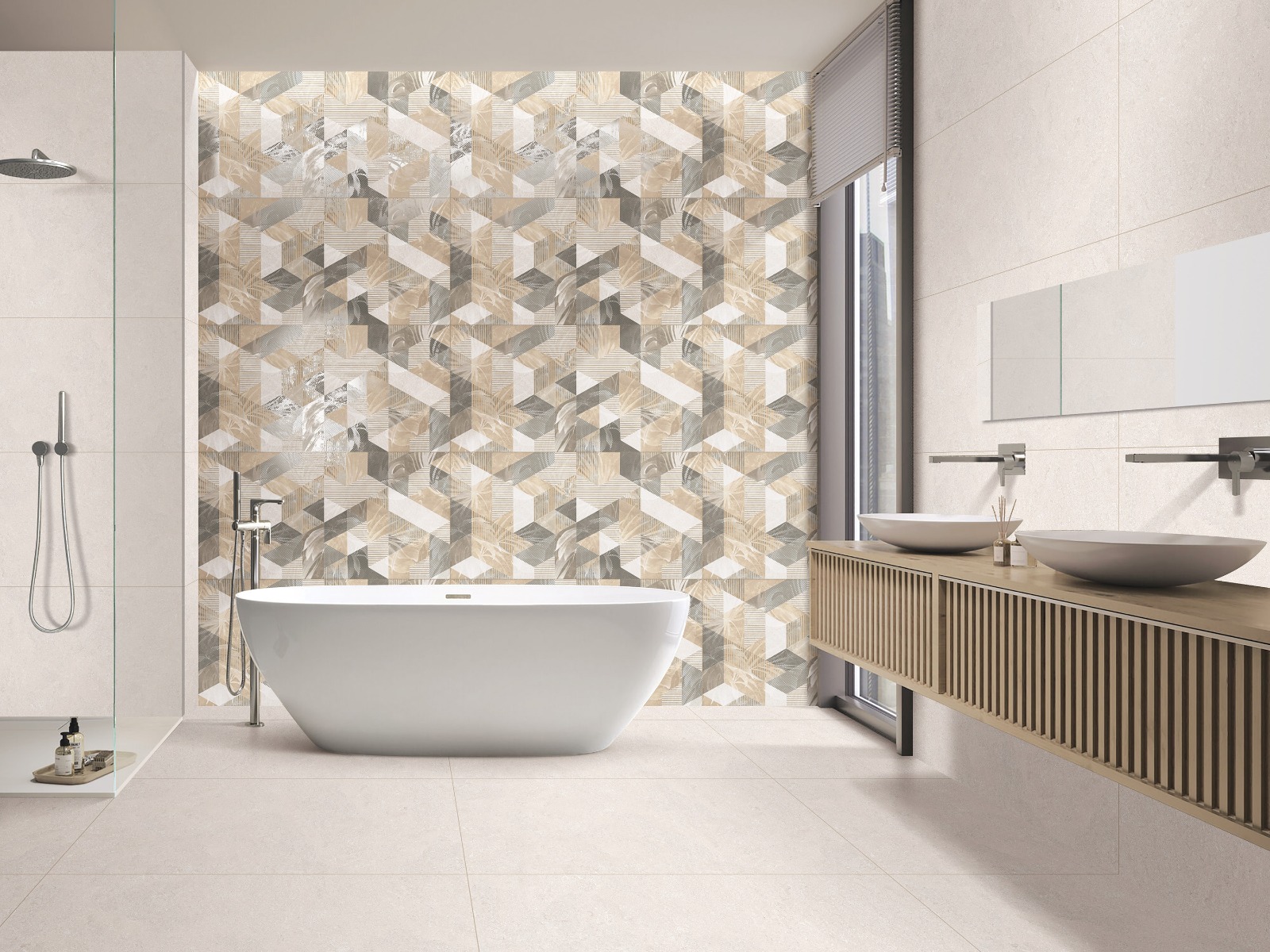 Matte Finish DGVT Coquina Sand Creama Glazed Vitrified Tiles 600x1200 mm