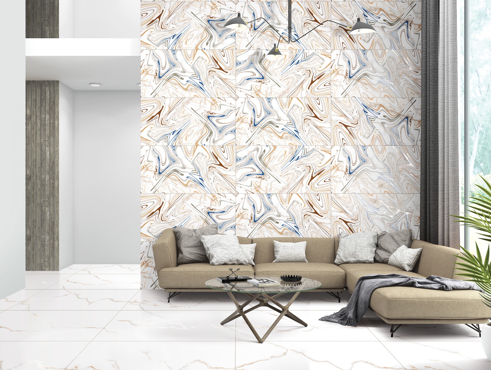 Matte Finish Carving Decor Liquid Art Multi Glazed Vitrified Tiles 600x1200 mm