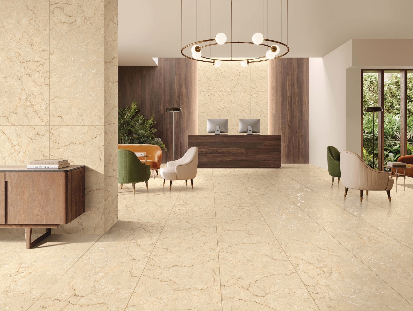 Matte Finish Carving Galala Rose Marble Glazed Vitrified Tiles 600x1200 mm