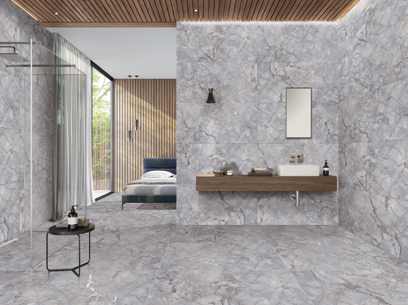 Matte Finish Carving Grey Stone Marble Glazed Vitrified Tiles 600x1200 mm