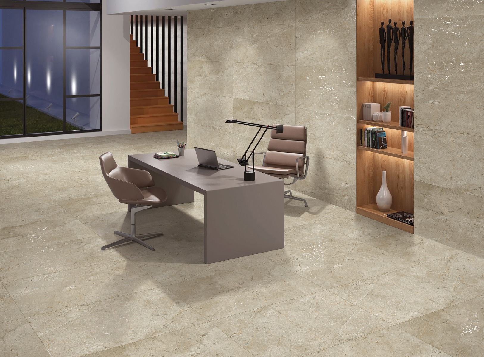 Matte Finish Carving Nova Marfil Glazed Vitrified Tiles 600x1200 mm