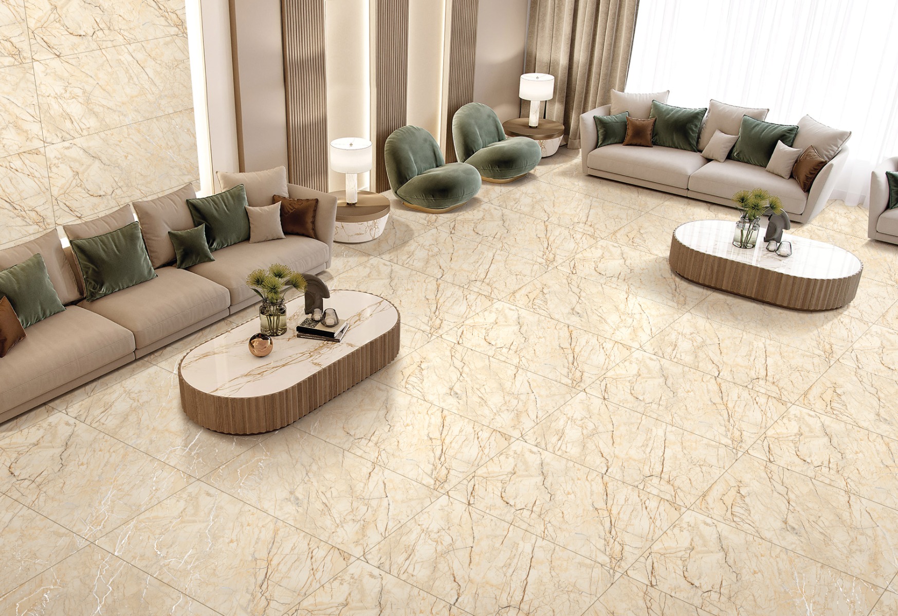 Matte Finish Carving Sofitel Gold Marble Glazed Vitrified Tiles 600x1200 mm