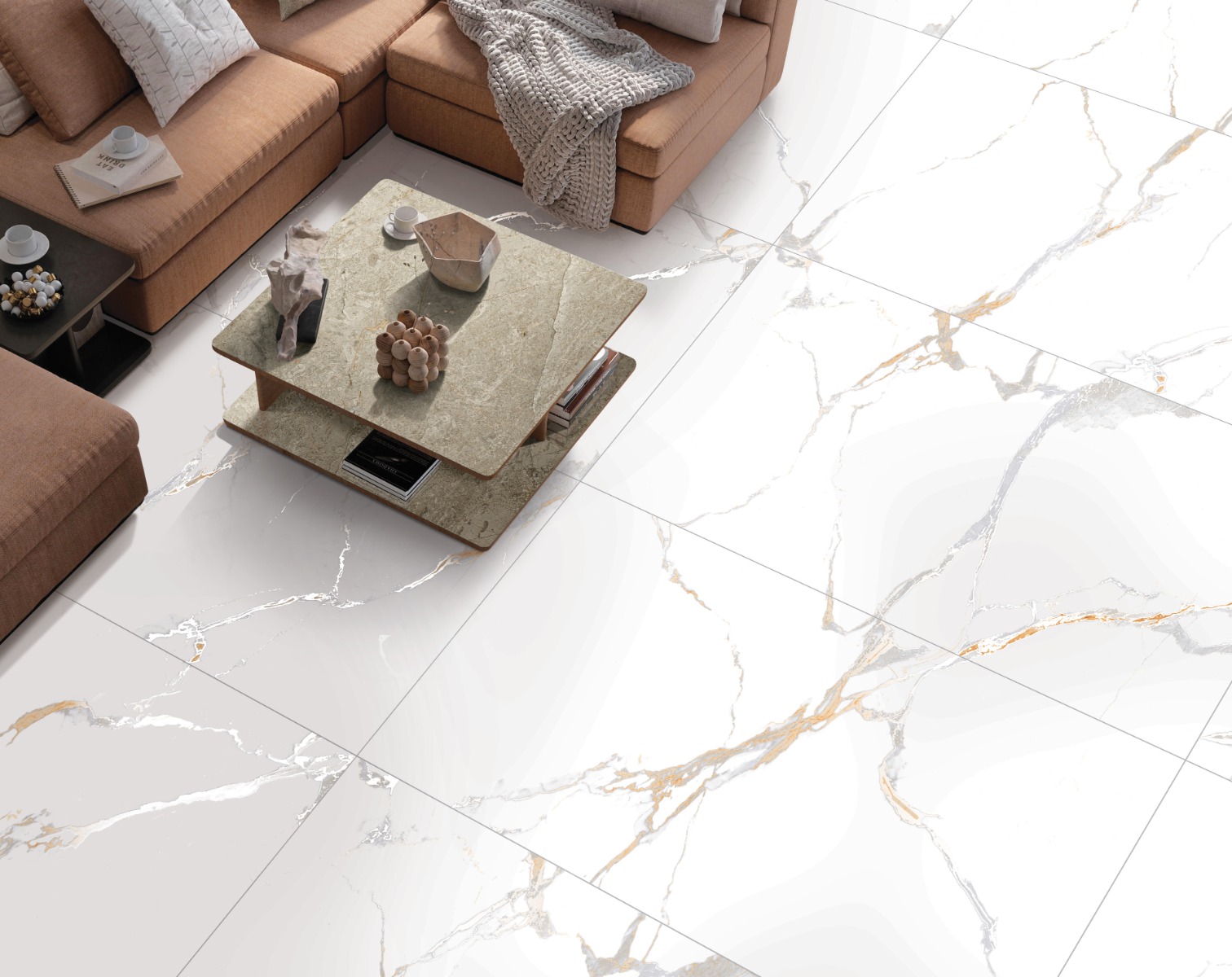 Matte Finish Carving Statuario Altissimo Marble Glazed Vitrified Tiles 600x1200 mm