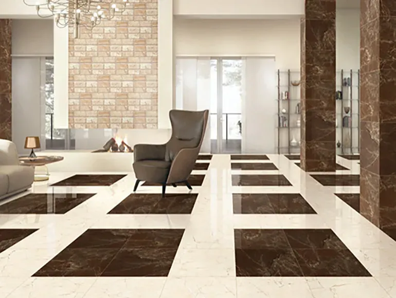 Super Glossy Finish Super Gloss Taurus Brown Vitrified tile 600x600 mm