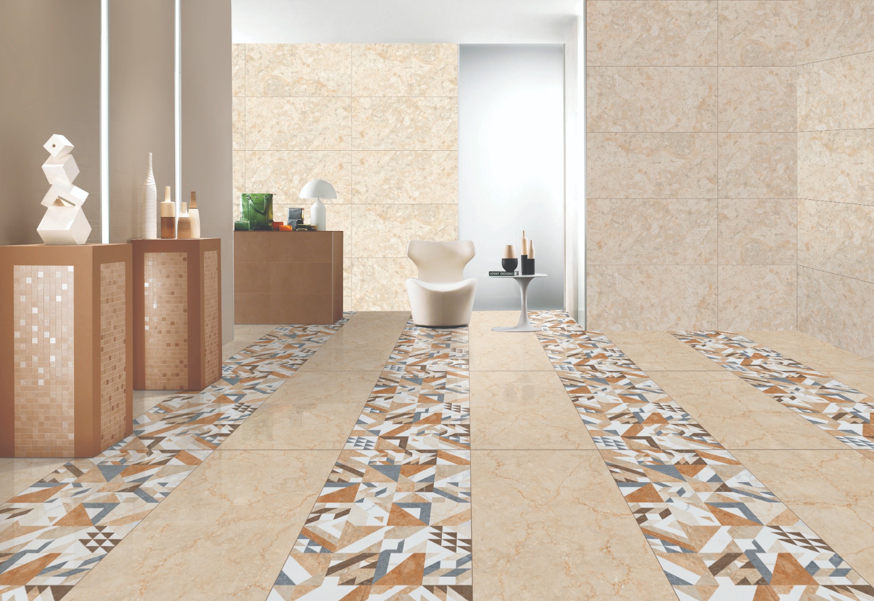 Glossy Finish Decor Geometric Multi Glazed Vitrified Tiles 600x1200 mm