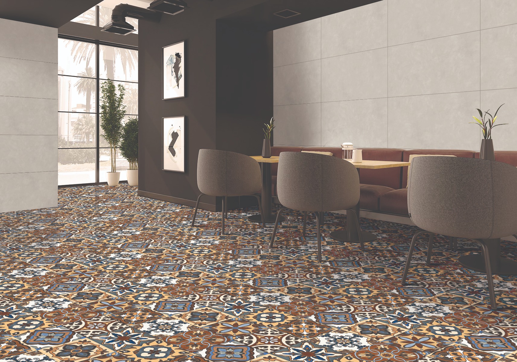 Matte Finish Decor Moroccan Spanish Art Multi Glazed Vitrified Tiles 600x1200 mm