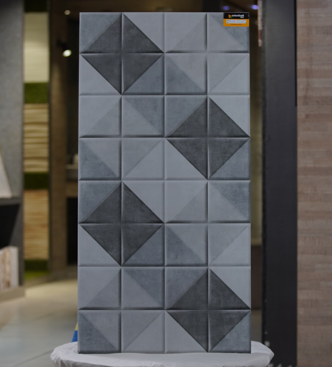 Matte Finish Decor Square Triangle Grey Glazed Vitrified Tiles 600x1200 mm