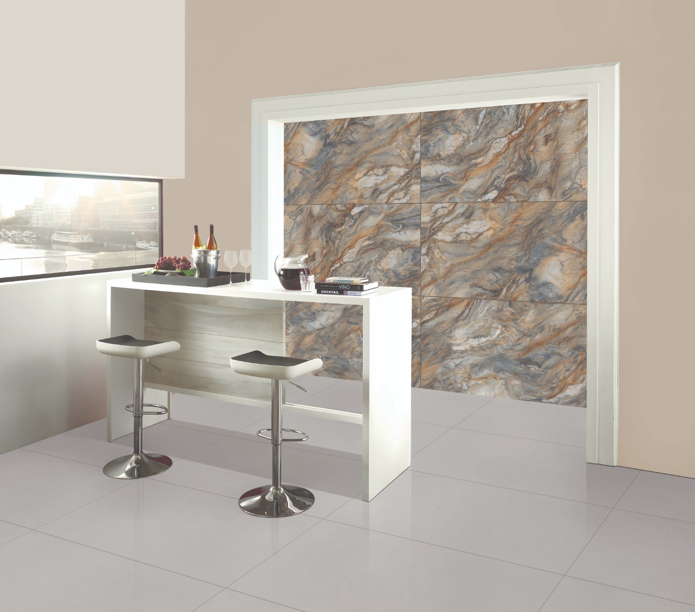 Matte Finish DGVT Cipollino Marble Rock Glazed Vitrified Tiles 600x1200 mm