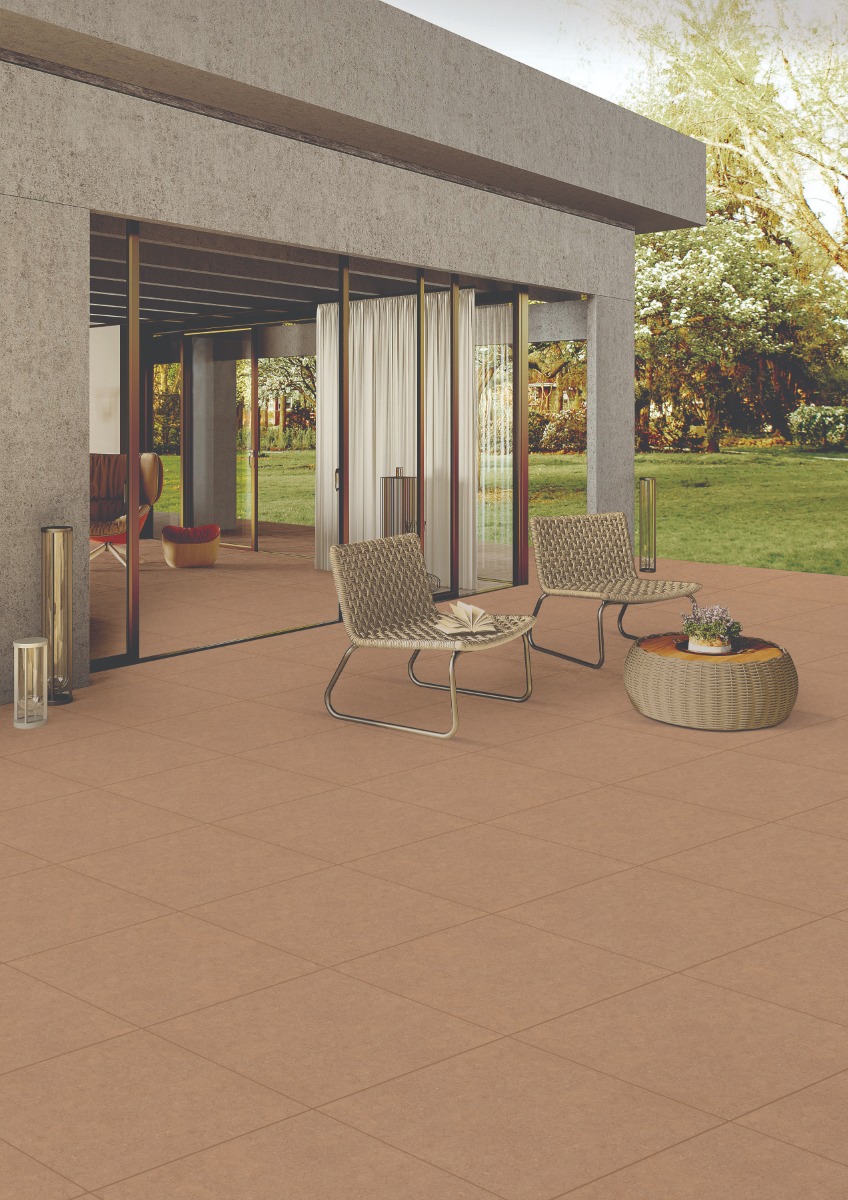 Matte Finish DR DGVT Landstone Brown Glazed Vitrified Tiles 600x600 mm