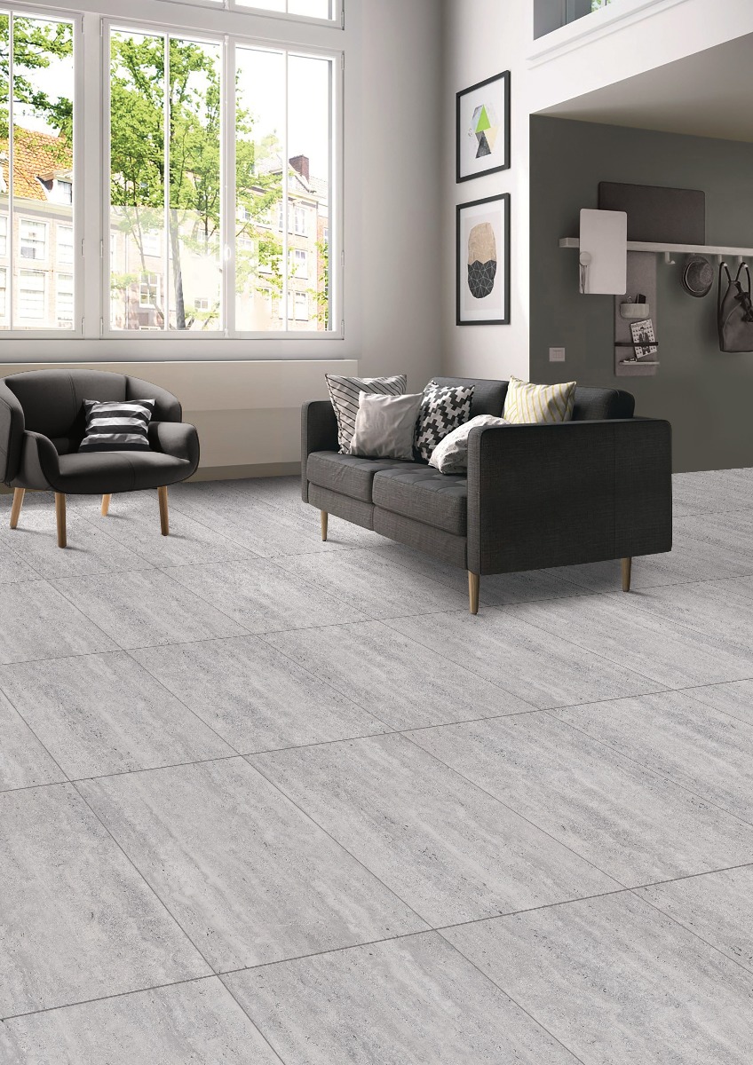 Matte Finish DGVT Real Travertine Grey  Vitrified tile 600x1200 mm