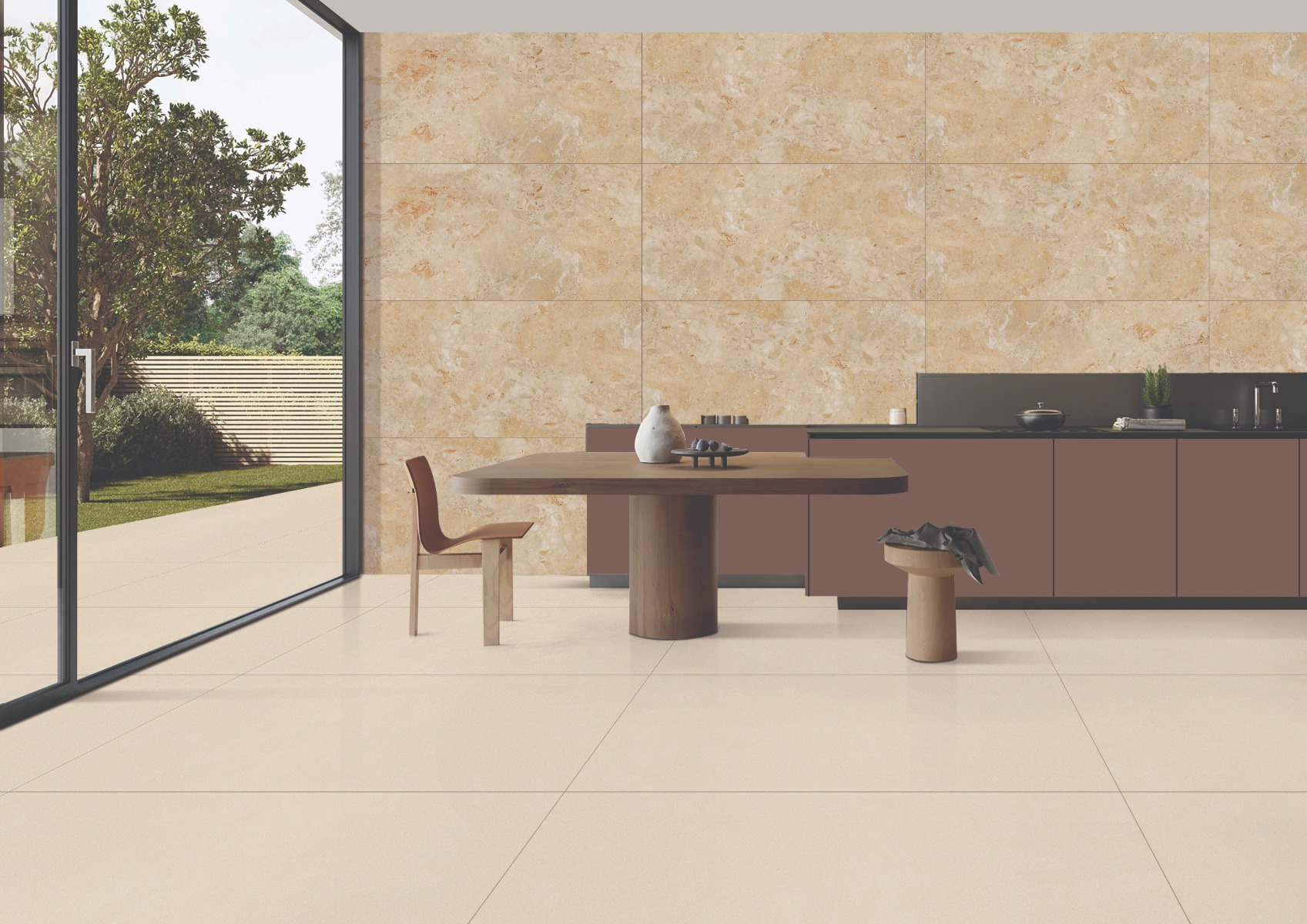 Matte Finish DGVT Sand Beige Glazed Vitrified Tiles 800x1600 mm