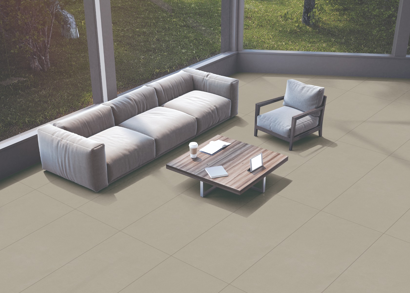 Matte Finish DGVT Sand Mocca Glazed Vitrified Tiles 800x1600 mm