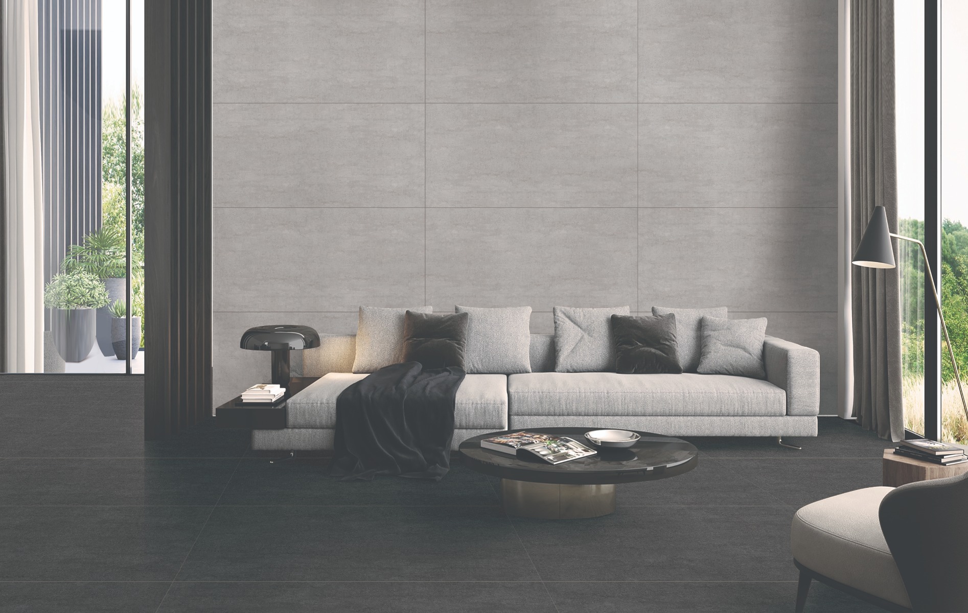 Matte Finish DR DGVT Sandstone Grey LT Glazed Vitrified Tiles 600x1200 mm