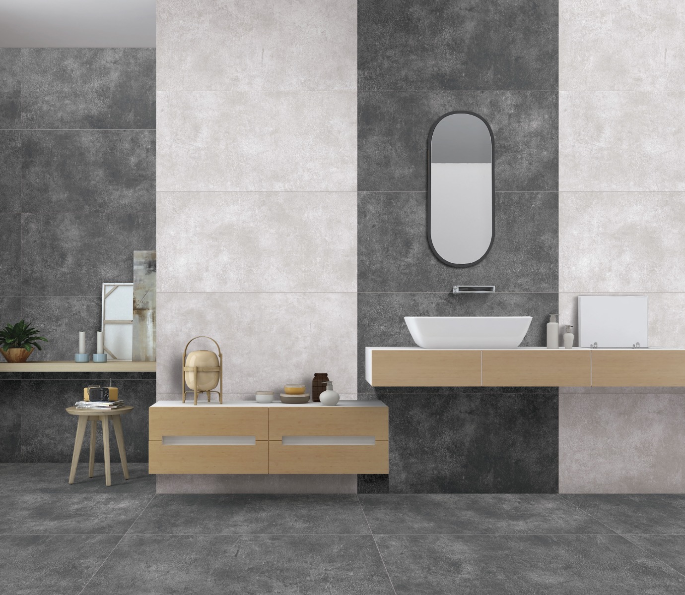 Matte Finish DGVT Sandy Smoke Charcoal Glazed Vitrified Tiles 600x1200 mm