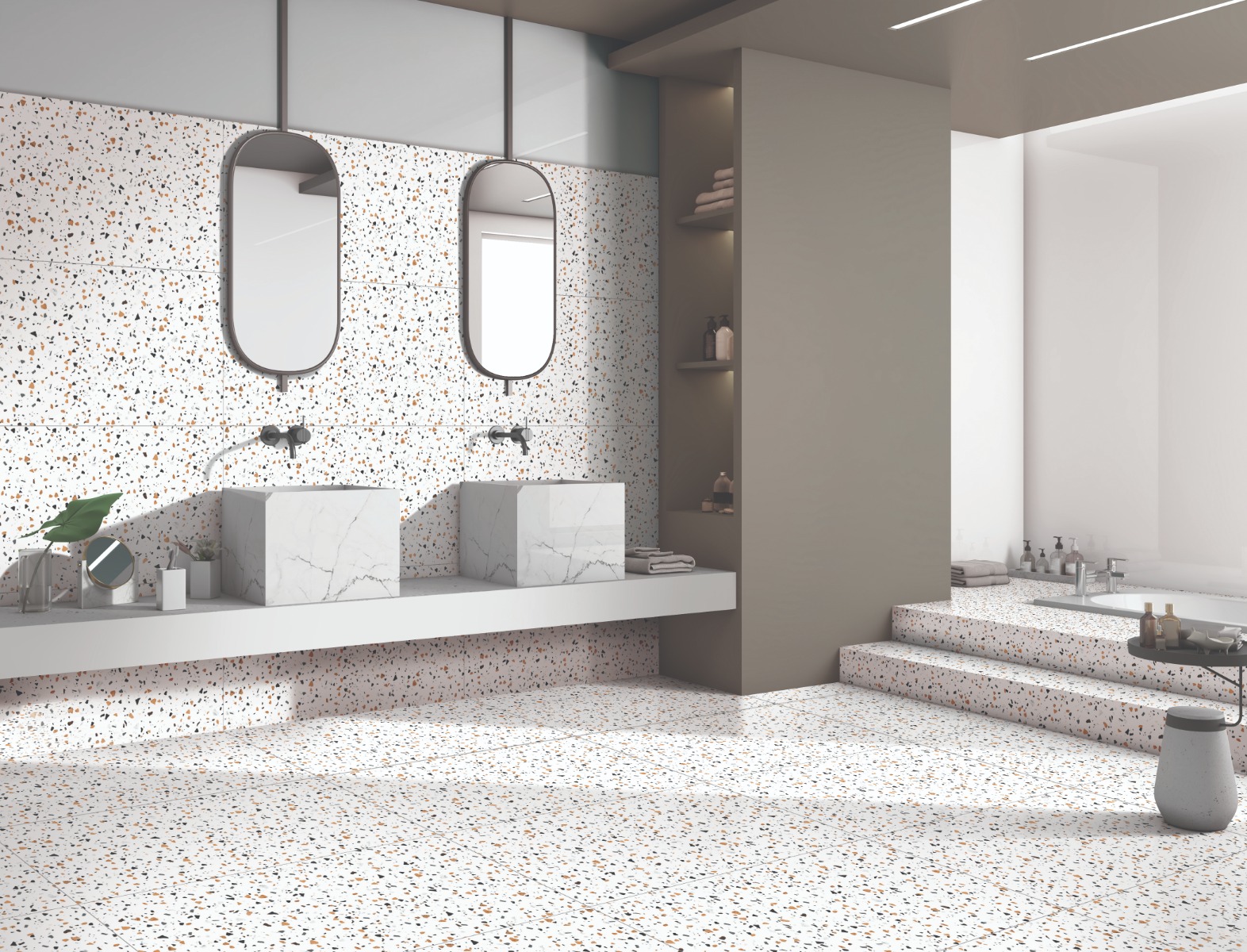 Matte Finish DR DGVT Terrazzo Multi Glazed Vitrified Tiles 600x1200 mm