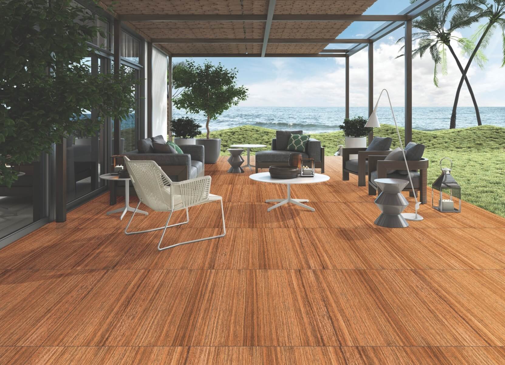 Matte Finish DGVT Yellow Birch Wood Vitrified tile 600x600 mm
