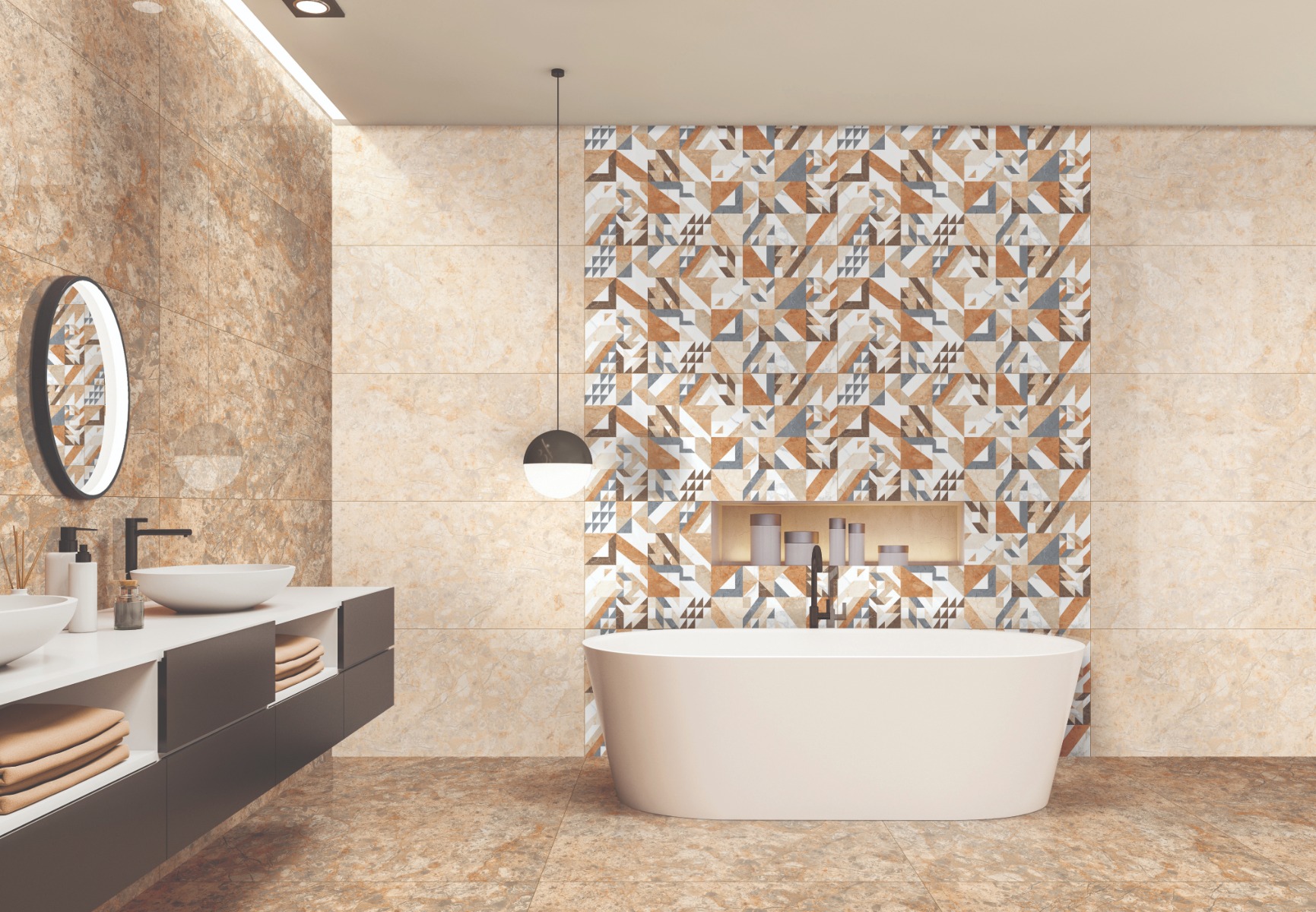 Matte Finish DR Decor Geometric Multi Glazed Vitrified Tiles 600x1200 mm