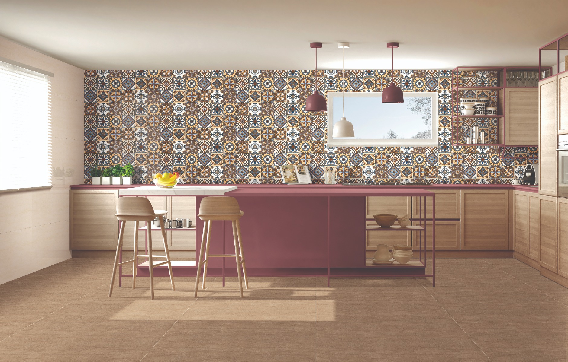 Glossy Finish DR Decor Moroccan Spanish Art Multi Glazed Vitrified Tiles 600x1200 mm
