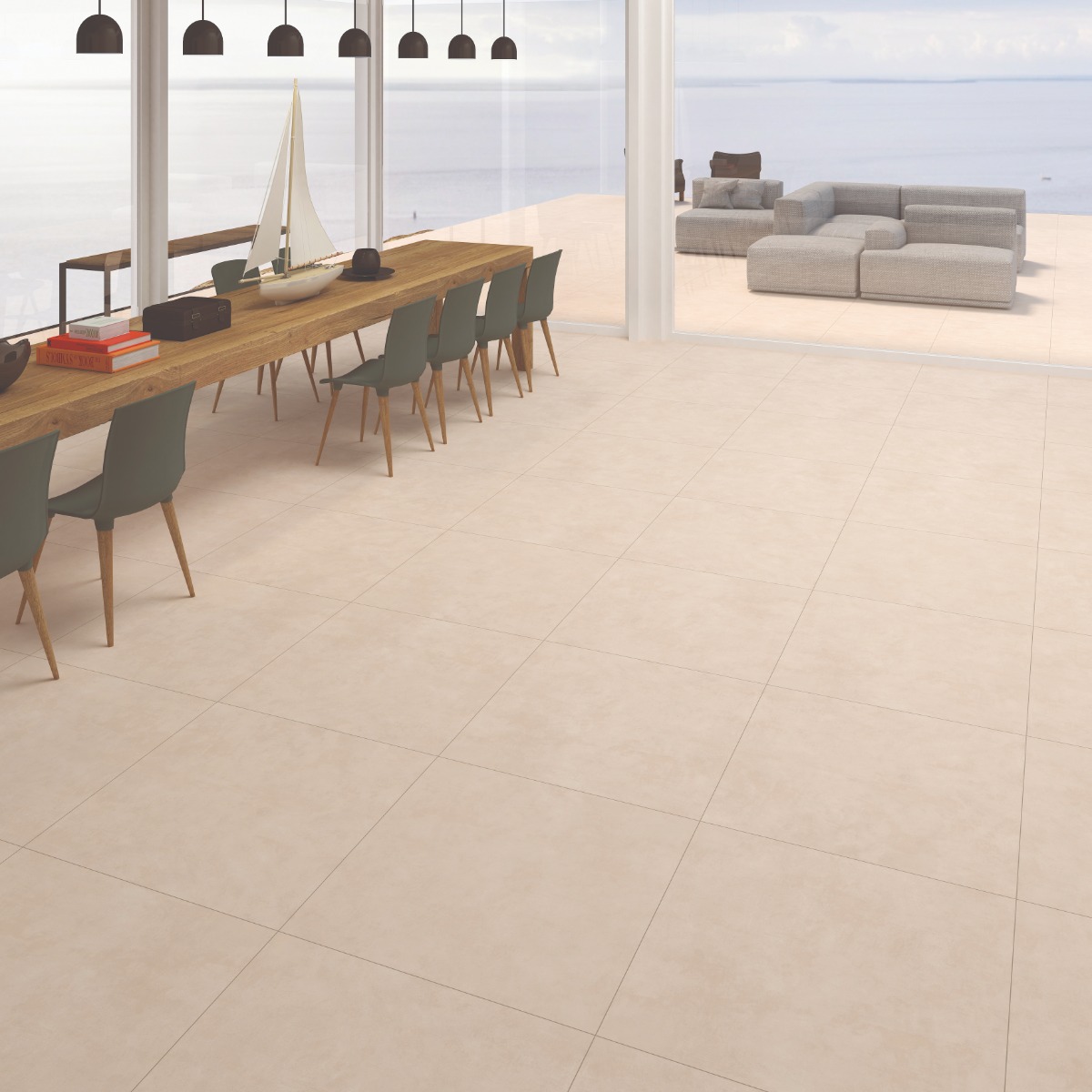 Matte Finish DR DGVT Smoky Creama Glazed Vitrified Tiles 600x600 mm