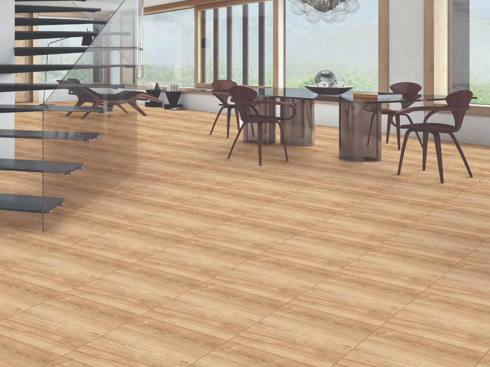 Matte Finish DR DGVT Veneer Oak Wood Beige Glazed Vitrified Tiles 600x600 mm