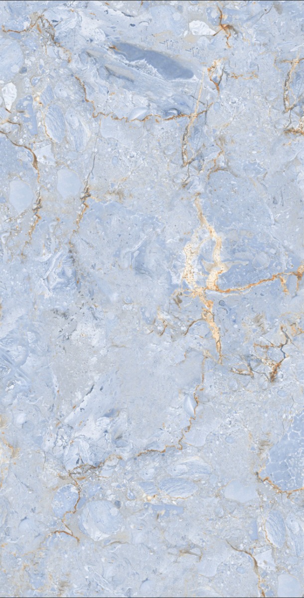 Matte Finish DR Matte Breccia Blue Gold Vein Glazed Vitrified Tiles 600x1200 mm
