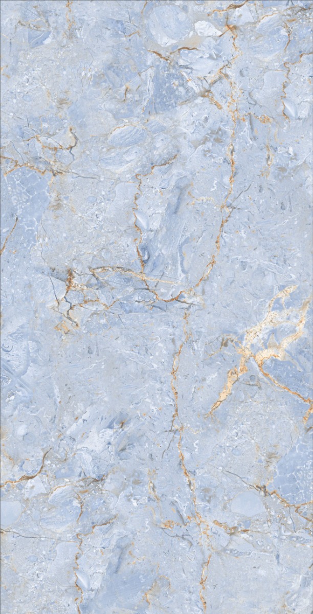 Matte Finish DR Matte Breccia Blue Gold Vein Glazed Vitrified Tiles 600x1200 mm