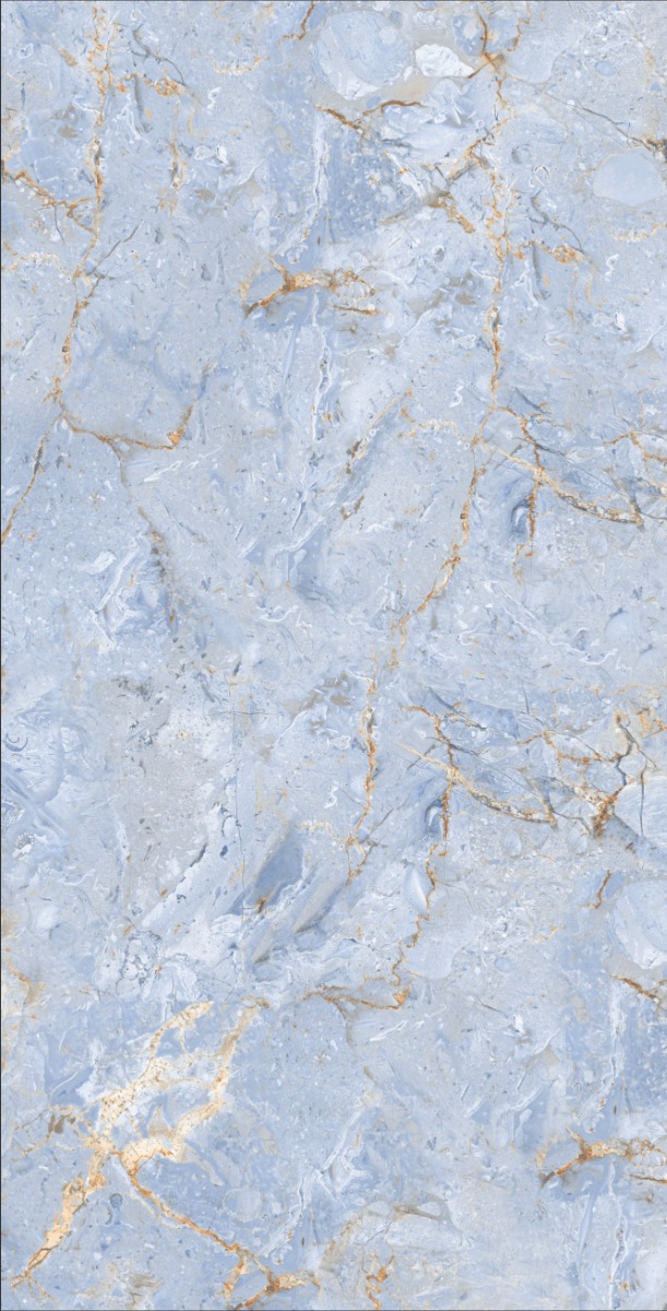 Matte Finish DR Matte Breccia Blue Gold Vein Glazed Vitrified Tiles 600x1200 mm