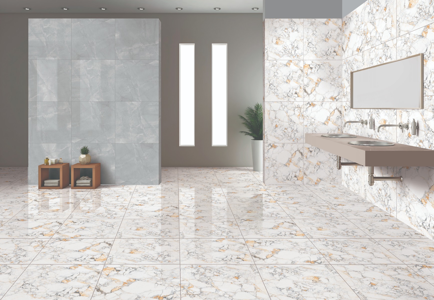 Glossy Finish DR PGVT Arabescato Gold Marble Glazed Vitrified Tiles 600x600 mm