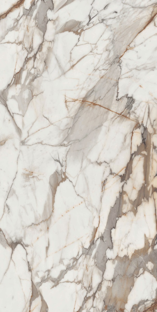 Glossy Finish DR PGVT Dramatic Calacatta Marble Glazed Vitrified Tiles 600x1200 mm