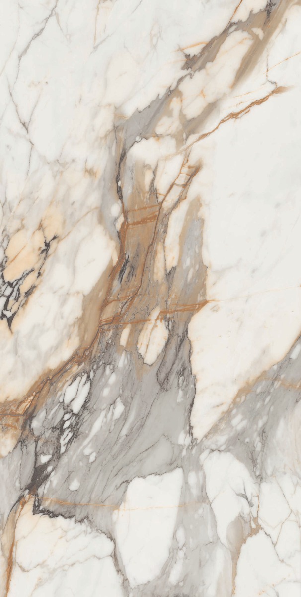 Glossy Finish DR PGVT Dramatic Calacatta Marble Glazed Vitrified Tiles 600x1200 mm