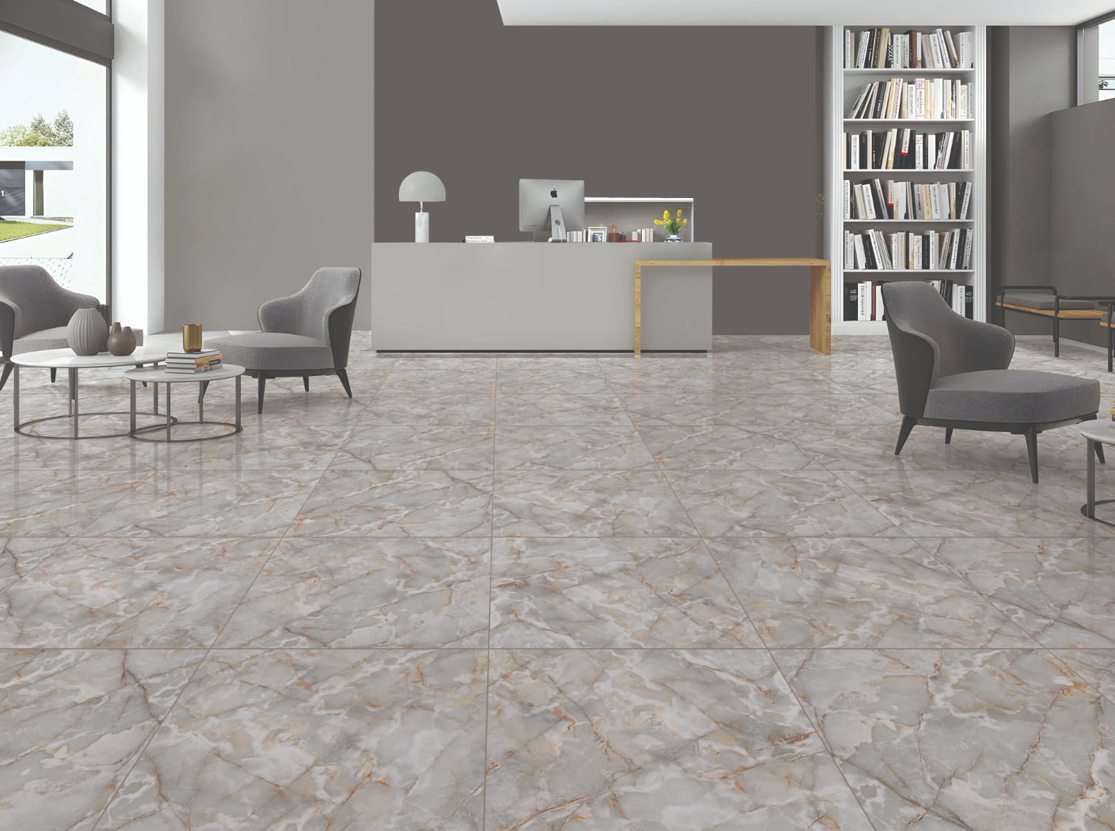 Glossy Finish DR PGVT Onyx Mint Vitrified tile 600x600 mm