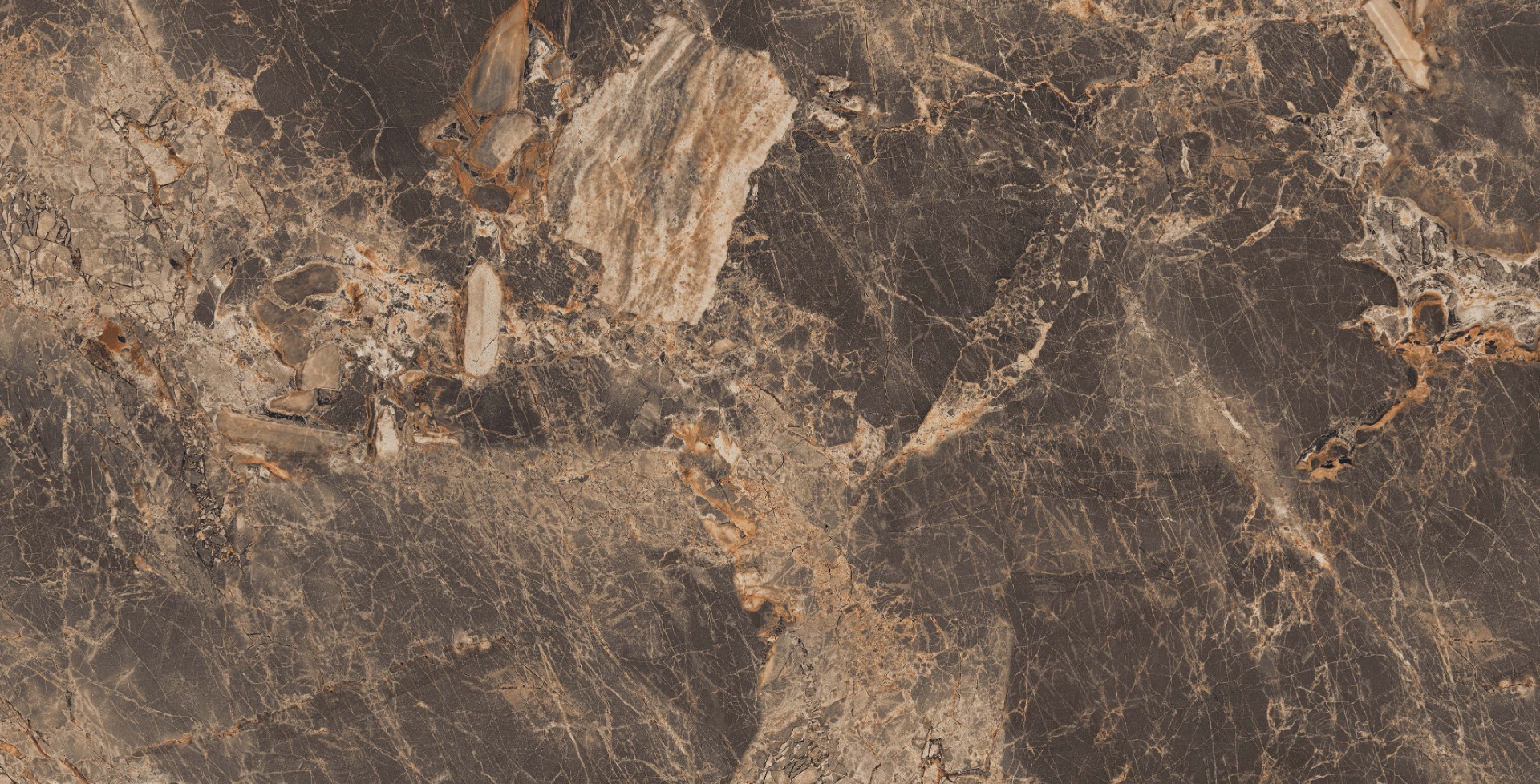 Super Glossy Finish DR Super Gloss Breccia Brown Glazed Vitrified Tiles 600x1200 mm