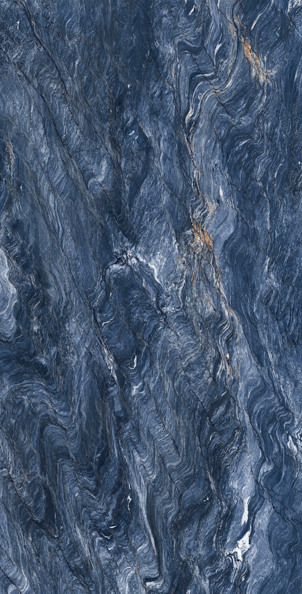 Super Glossy Finish DR Super Gloss Cipollino Blue Glazed Vitrified Tiles 600x1200 mm